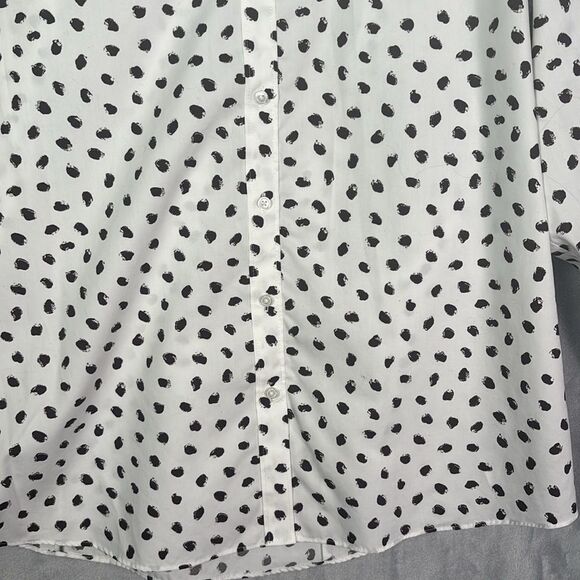 Lands End White Brown Polka Dot Collared Button Up Front Shirt Blouse Size 16 T - Picture 5 of 10